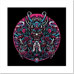 Japanese Demon Hannya Mask Posters and Art